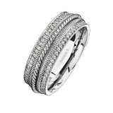 14k White Gold Pave Diamond Edge Men's Band photo