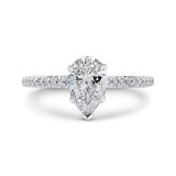 Shah Luxury 14K White Gold Pear Diamond Engagement Ring (Semi-Mount) photo