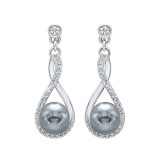 Gems One Silver Cubic Zirconia & Pearl (2 Ctw) Earring photo