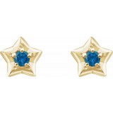 14K Yellow 3 mm Round December Youth Star Birthstone Earrings photo 2