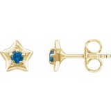14K Yellow 3 mm Round December Youth Star Birthstone Earrings photo