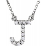 14K White Initial J 1/8 CTW Diamond 16 Necklace photo