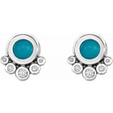14K White Turquoise & 1/8 CTW Diamond Earrings photo 2