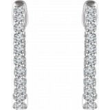 14K White 1 CTW Diamond Inside/Outside 20.1 mm Hoop Earrings photo 2