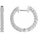 14K White 1 CTW Diamond Inside/Outside 20.1 mm Hoop Earrings photo