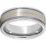 Serinium Rounded Edge Band with a 1mm 14K Yellow Gold Inlay and Satin Finish photo