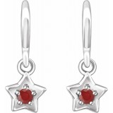 14K White 3 mm Round July Youth Star Birthstone Earrings photo 2