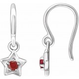 14K White 3 mm Round July Youth Star Birthstone Earrings photo