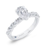 Shah Luxury 14K White Gold Pear Cut Diamond Engagement Ring (Semi-Mount) photo 2