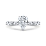 Shah Luxury 14K White Gold Pear Cut Diamond Engagement Ring (Semi-Mount) photo