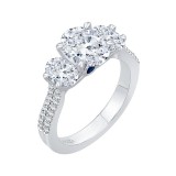 Shah Luxury 14K White Gold Oval Cut Diamond Three-Stone Cathedral Style Engagement Ring (Semi-Mount) photo 2