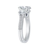 Shah Luxury 14K White Gold Oval Cut Diamond Three-Stone Cathedral Style Engagement Ring (Semi-Mount) photo 3