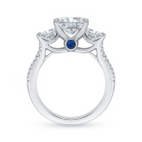 Shah Luxury 14K White Gold Oval Cut Diamond Three-Stone Cathedral Style Engagement Ring (Semi-Mount) photo 4