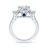 Shah Luxury 14K White Gold Oval Cut Diamond Three-Stone Cathedral Style Engagement Ring (Semi-Mount) photo 4