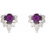 14K White Amethyst & 1/6 CTW Diamond Earrings photo 2