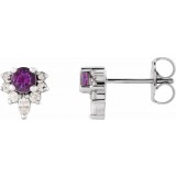14K White Amethyst & 1/6 CTW Diamond Earrings photo