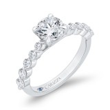 Shah Luxury 14K White Gold Round Cut Diamond 1/2 Run Engagement Ring (Semi-Mount) photo 2