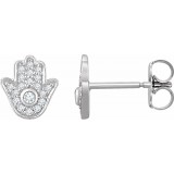 14K White 1/5 CTW Diamond Hamsa Earrings photo