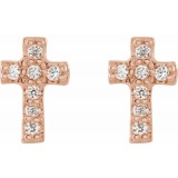 14K Rose .06 CTW Diamond Cross Earrings photo 2