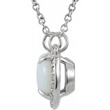 14K White Opal & .05 CTW Diamond Halo-Style 16 1/2 Necklace photo 2