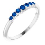 14K White Blue Sapphire Stackable Ring photo