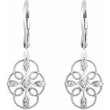 14K White 1/10 CTW Diamond Granulated Filigree Earrings photo 2
