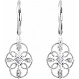 14K White 1/10 CTW Diamond Granulated Filigree Earrings photo 2