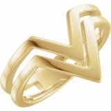 14K Yellow Double Row V Ring photo