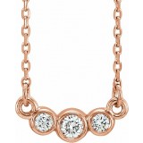 14K Rose Graduated Bezel-Set 1/8 CTW Diamond 16-18 Necklace photo