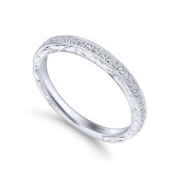 Gabriel & Co. 14k White Gold Victorian Diamond Wedding Band photo 3
