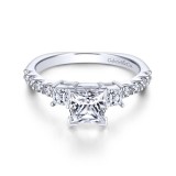 Gabriel & Co. 14k White Gold Contemporary 3 Stone Engagement Ring photo