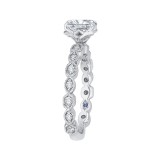 Shah Luxury 14K White Gold Oval Diamond Floral Engagement Ring (Semi-Mount) photo 3