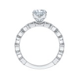 Shah Luxury 14K White Gold Oval Diamond Floral Engagement Ring (Semi-Mount) photo 4