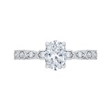 Shah Luxury 14K White Gold Oval Diamond Floral Engagement Ring (Semi-Mount) photo