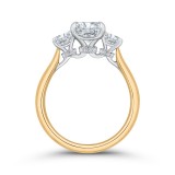 Shah Luxury 14K Two-Tone Gold Cushion Cut Diamond Three-Stone Plus Engagement Ring with Round Shank (Semi-Mount) photo 4