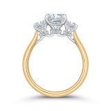 Shah Luxury 14K Two-Tone Gold Cushion Cut Diamond Three-Stone Plus Engagement Ring with Round Shank (Semi-Mount) photo 4