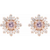 14K Rose Morganite & 3/4 CTW Diamond Earrings photo 2