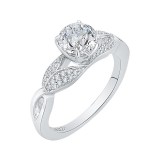 Shah Luxury 14K White Gold Round Diamond Floral Engagement Ring with Split Shank (Semi-Mount) photo 2