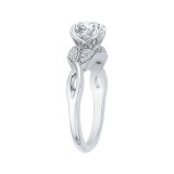 Shah Luxury 14K White Gold Round Diamond Floral Engagement Ring with Split Shank (Semi-Mount) photo 3