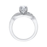 Shah Luxury 14K White Gold Round Diamond Floral Engagement Ring with Split Shank (Semi-Mount) photo 4