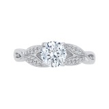 Shah Luxury 14K White Gold Round Diamond Floral Engagement Ring with Split Shank (Semi-Mount) photo