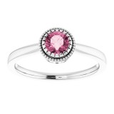 14K White Pink Tourmaline October Birthstone Ring photo 3