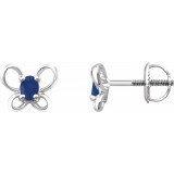 14K White 4x3 mm Oval September Youth Butterfly Birthstone Earrings photo