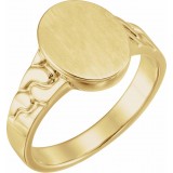 14K Yellow 14x11 mm Oval Signet Ring photo 3