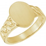 14K Yellow 14x11 mm Oval Signet Ring photo