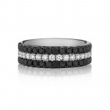 Henri Daussi 7mm Men's Wedding Band  Platinum White B 2.35 Ctw., W 1.50 Ctw. Black Diamond, White Diamond photo 2