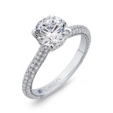 Shah Luxury 14K White Gold Round Diamond Cathedral Style Engagement Ring (Semi-Mount) photo 2