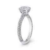 Shah Luxury 14K White Gold Round Diamond Cathedral Style Engagement Ring (Semi-Mount) photo 3