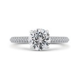 Shah Luxury 14K White Gold Round Diamond Cathedral Style Engagement Ring (Semi-Mount) photo