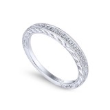 Gabriel & Co. 14k White Gold Victorian Diamond Wedding Band photo 3